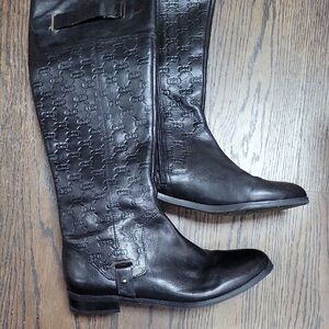Etienne Aigner Black Embossed Tall Boots